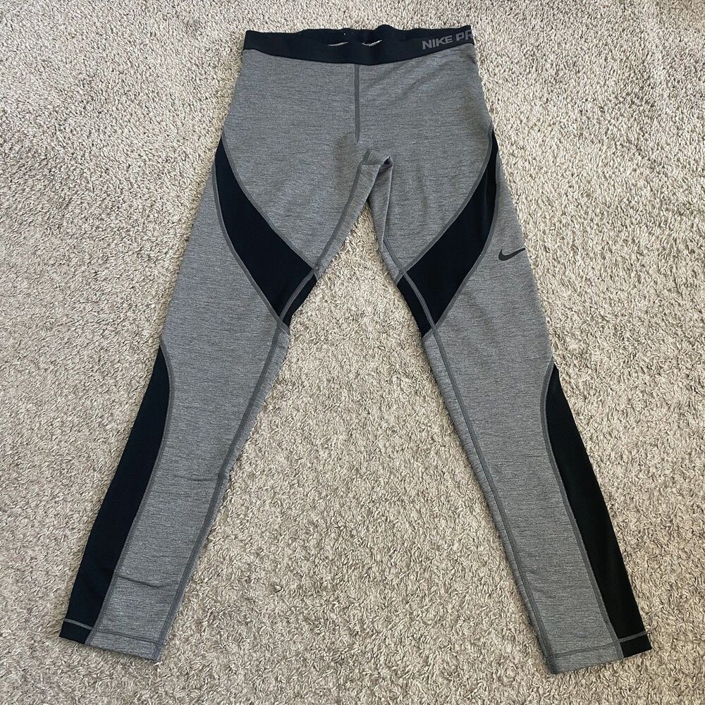 Nike Pro Girls Medium Leggings Gray And Black Large L